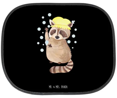 Produktbild von Mr. & Mrs. Panda Auto Sonnenblende Waschbär - Schwarz - Geschenk, Sonnenschutz, Fröhlich, Hitzeschutz, blendschutz, Plan, für Autoscheiben, Seitenscheibe, Tagträumen