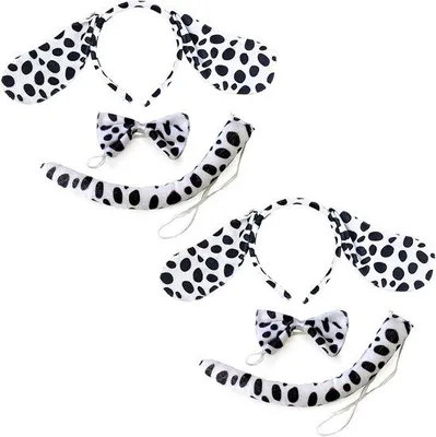 Productafbeelding van Halloween Dalmatische Hond Kostuum Accessoires - Oren, Vlinderdas en Staart Set