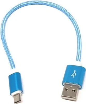 Produktbild von SYSTEM-S Micro USB Kabel 25cm Nylon Ummantelung Blau