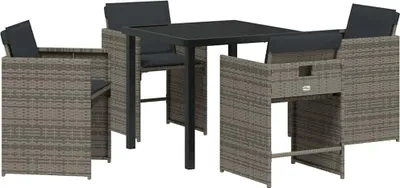 Produktbild von vidaXL Garten Essgruppe 5 pcs Grau Poly-Rattan