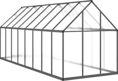 Zdjęcie produktu dla vidaXL Szklarnia z ramą fundamentową antracyt 445x169x195 cm aluminium