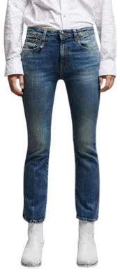 Produktbild von R13 Kick Fit Damen Jeans 26 Kelly Stretch Cropped Whiskers Faded Blue PS26