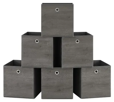 Produktbild von Aufbewahrungsboxen, 6er-Set, Organizer-Boxen, Oxford-Gewebe, faltbar, 30 x 30 x 30 cm, Stoffbox, für Würfelregale, Kleiderorganizer