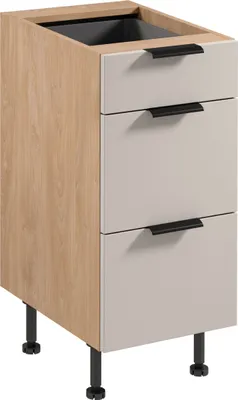 Produktbild von küchenunterschrank 40 cm mit Schubladen ohne Arbeitsplatte,  Sorento D40S3 Beige/Sonoma Eiche