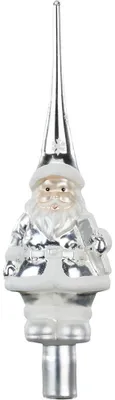 Produktbild von Christbaumspitze Santa Claus aus Glas 28cm Weiß Silber