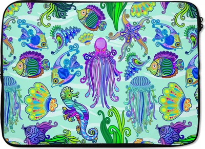 Produktbild von MuchoWow® Laptop Hülle 13 Zoll Tiere - Regenbogen - Fische - Muster Laptoptasche - Laptophülle - Sleeve - Rundumschutz