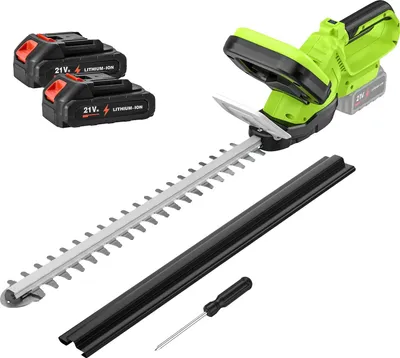 Obrázok produktu pre Akumulátorové elektrické nožnice na živý plot, výkon 500 W, rýchlosť 1500 otáčok za minútu, dĺžka noža 51 cm, 2 batérie