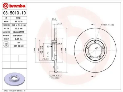 Produktbild von 2x BREMBO 08.5013.10 Bremsscheibe Vorderachse