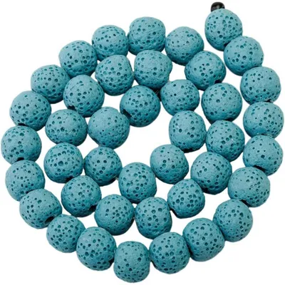 Productafbeelding van Lavasteen kralenketting, 8 mm, blauw, voor sieraden maken en als diffuser