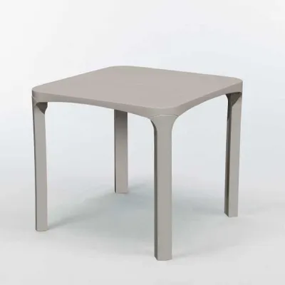 A light beige poly-rattan bar table is shown against a white background.