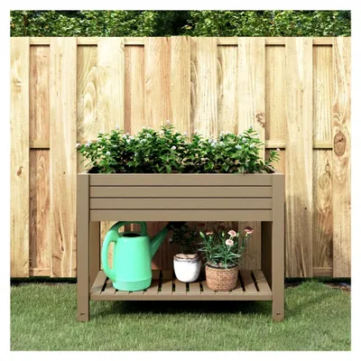 Produktbild von Hochbeet Hellbraun 110x45x79 cm aus Polypropylen, Palettenrahmen, Hochteich, Gemüsebeet, Kräuterregal für Balkon, Blumenbeet, Kräuterspirale, Tomatenbeet, Pflanzhochbeet