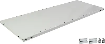 Produktbild von Fachboden für Schulte Eckregal Stecksystem | BxT 100x30cm| Inkl. 2 Aufhängekonsolen & 2 Fachbodenträger | Lichtgrau