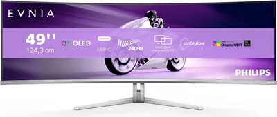 Produktbild von Gaming-Monitor Evnia 8000 49M2C8900/00, Weiß, 48,9 Zoll, Curved, Dual QHD, QD-OLED, 240 Hz, 0,03 ms