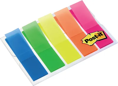 Immagine prodotto di Post-it® 683HF5 Indice - 11,9 x 43,2 mm, colori fluorescenti, 5x 20 strisce, astuccio