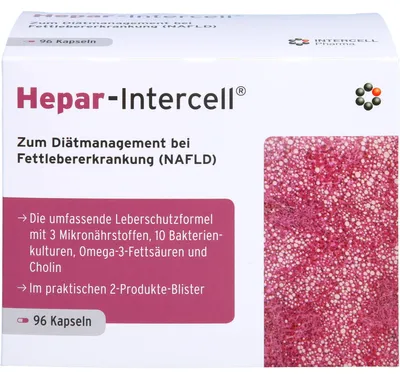 Zdjęcie produktu dla Kapsułki Hepar-Intercell na niealkoholowe stłuszczenie wątroby, 96 kapsułek