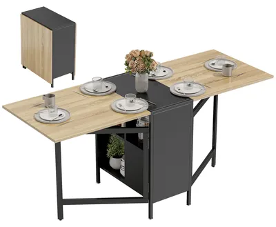 Produktbild von HOMCOM Klapptisch Esstisch Holz Metall Küche Wohnzimmer Dunkelholzfarbe+Schwarz