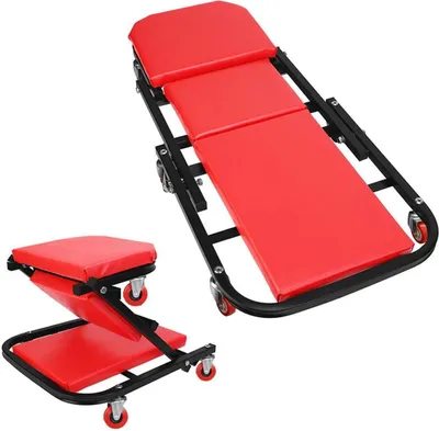 Produktbild von Werkstattliege Rollbrett Sitz Liege Montageliege 2 in1 Rollbrett