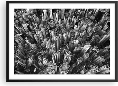 Produktbild von Gerahmtes Poster - Schwarzer Rahmen - Wolkenkratzer mit Berge - 70x50 cm - Wand Bild - Wanddeko - Wandbilder - Kunstposter - Wandposter - Bilderrahmen - Bilder - Kunstdruck - P2BAA70x50-4453