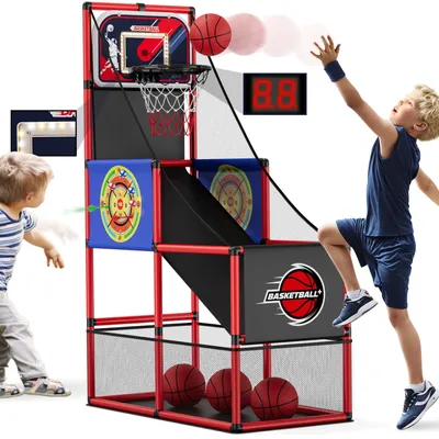 Immagine prodotto di Set 2-in-1 per bambini: canestro da basket e attrezzatura per il gioco del T-ball