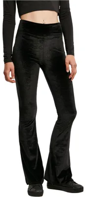 Produktbild von Urban Classics Damen Ladies High Waist Velvet Boot Cut Leggings, Black, L