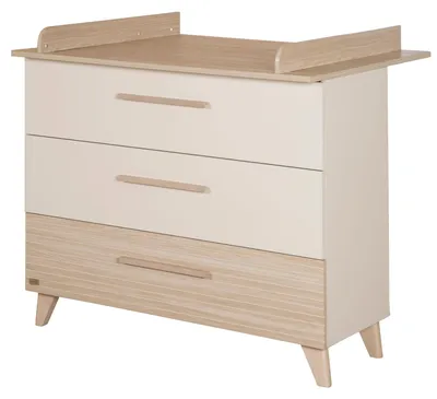 Produktbild von roba Wickelkommode Sidney aus Holz inkl. abnehmbarem Wickelaufsatz - Wickeltisch mit 3 Schubladen inkl. Füßen und Griffen aus Massivholz