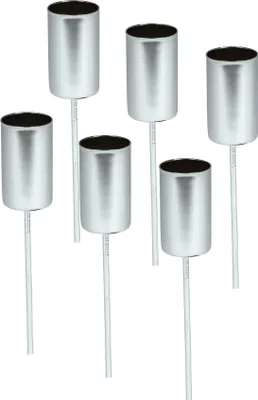 Immagine prodotto di Set di 6 candele da tavolo - argento - tappo per candele per l'Avvento e le decorazioni natalizie - candela per candele a colonna
