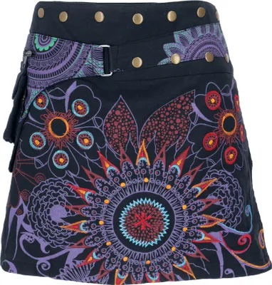 Produktbild von Wickelrock, Kurzer Goa Rock, Cacheur, Minirock - Schwarz/lila, Damen, Baumwolle, Röcke