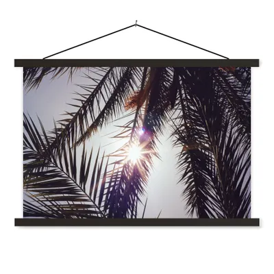 Produktbild von MuchoWow® Textilposter Palmwedel - Sonne - Sommer 120x80 cm mit schwarzem Rahmen - Wanddeko