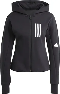 Produktbild von Sportliche adidas Damen Kapuzenjacke aus Baumwollmix mit 3-Streifen, Größe XL