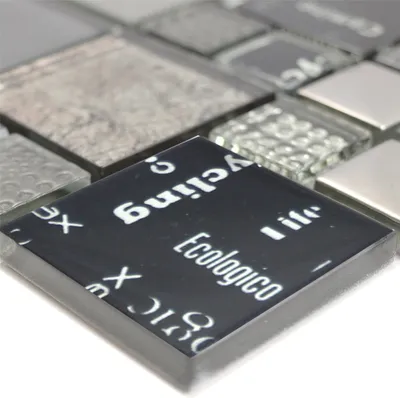 Produktbild von Glasmosaik Fliesen Nemesis Schwarz Silber