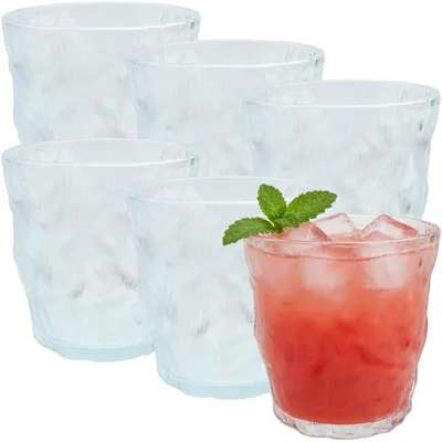 6er-Set Wassergläser 270 ml, Vintage-Design, Gletschermuster