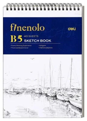 Productafbeelding van Schetsboek B5, spiraalgebonden, Finenolo, 40 vel, wit - deli