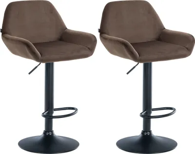 Produktbild von CLP 2er Set Barhocker Braga Samt drehbar und höhenverstellbar braun Material Gestell Metall matt schwarz