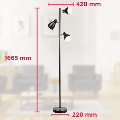 Immagine prodotto di Lampada da terra vintage industriale, piantana elegante retrò, nero e bianco all'interno, adatta per lampadine E27 non incluse, altezza 166cm, lampada a stelo, interruttore a pedale, IP20