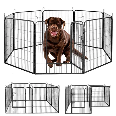 Produktbild von IvoQ Welpenauslauf – Hundeauslauf – 8 Paneele – 60 cm hoch – Hundekäfig – Stahl – Faltbar & Langlebig – Geeignet für Hunde, Kaninchen und mehr