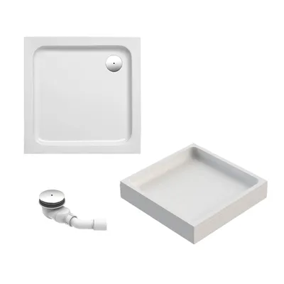 Produktbild von Schulte Duschwanne 80x80 cm, Weiß, Modell Cala - Komplettset inkl. Wannenträger und Ablaufgarnitur