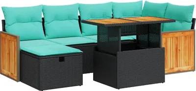 Zdjęcie produktu dla vidaXL 7-częściowa sofa ogrodowa z poduszkami brązowy rattan akacja