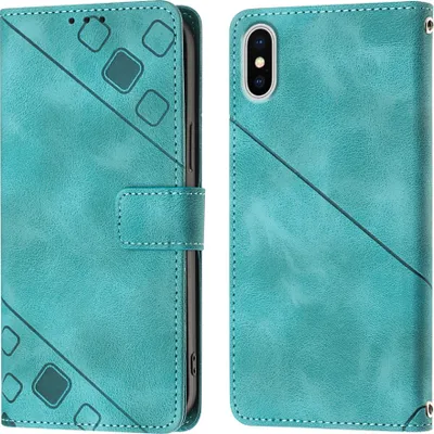 Produktbild von Hülle für iPhone XS Max Prägung Flip Leder Brieftasche Schutzhülle mit Ständer Grün