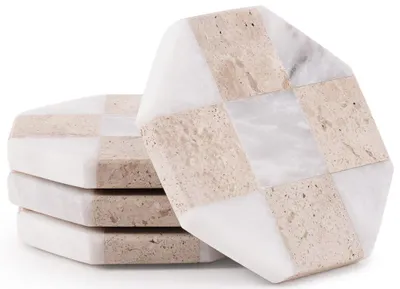 Productafbeelding van Handgemaakte Marmeren Onderzetters, Set van 4