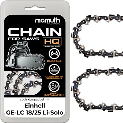 Zdjęcie produktu dla 2x łańcuch pilarki 25cm 1.1mm 3/8" 40 TG TG do Einhell GE-LC 18/25 Li-Solo