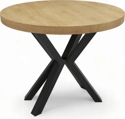 Obrázok produktu pre Okrúhly stôl HAMILTON EGGER METALLBÄNDE SCHWARZ X Ø90 s možnosťou rozšírenia na 190 cm