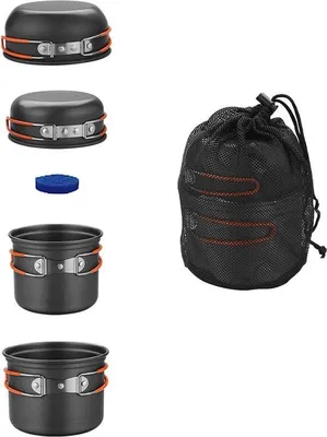 Produktbild von Alu-Kochgeschirr-Set für 1-2 Personen, Wandern, Picknick