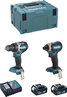 Zdjęcie produktu dla Zestaw MAKITA DLX2189TJ (DDF484 + DTD153 + 2 x 5,0 Ah + DC18RC + MAKPAC 3)