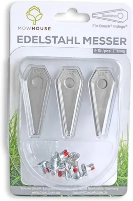 Obrázek produktu pro MOWHOUSE Náhradní nože pro sekačku Bosch Indego (nerezová ocel) - 9 kusů