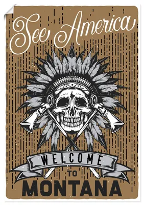 Produktbild von ARTland Poster Totenkopf Indianer Montana Größe: 90x130 cm