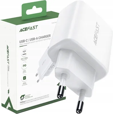 Produktbild von Acefast Netzwerk Ladegerät Usb Typ C / Usb 20W, Pps, Pd, Qc 3.0, Afc, Fcp Weiss (A25 Weiss)