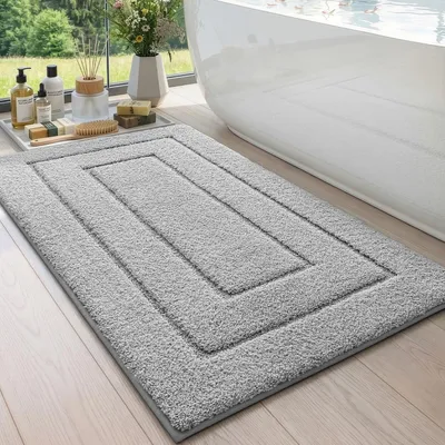 Zdjęcie produktu dla Antypoślizgowa mata pod prysznic/wanna, mikrofibra, jasnoszara, 60 x 110 cm