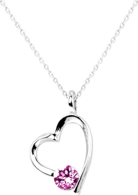 Produktbild von Gepardini-Herz Halskette mit Kristallen von Swarovski, handgefertigt, rhodiniert und hochglanzpoliert - Rosa
