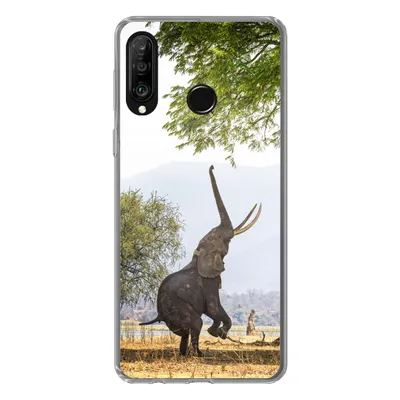 Produktbild von MuchoWow® Handyhülle Schutzhülle Hülle für Huawei P30 Lite Elefant - Baum - Blätter Silikon Softcase Handy Hülle - Handyhülle