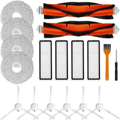 Produktbild von 18 Stück Zubehör Kompatibel mit Dreame L10 Ultra/L10s Ultra Staubsauger Roboter, 2 Hauptbürste 4 Wischtücher 4 Filter 6 Seitenbürsten 1 Reinigungsbürste